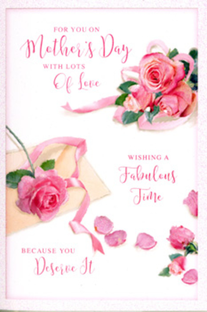 This illustrated Mother's Day card appears as a beautifully composed floral flat-lay, the sort of arrangement you might see styled in the studio of Flower Delivery Southfields before the day's orders go out. The background is an inviting, creamy white, softly illuminated so that it seems to glow rather than simply sit behind the design. On this gentle canvas, clusters of pink roses are scattered with an artist's eye for balance and breathing space. Some blooms are fully open and rounded, their petals layered in concentric circles from pale blush at the edges to richer rose tones closer to the center, giving the impression of plush, velvety depth. Others are slightly smaller or partially open, adding variety and a natural feel, like flowers freshly picked from a garden near Wimbledon Common. Between the roses, individual petals rest lightly on the surface, their curved shapes and soft shadows suggesting a quiet fall, as if a breeze has just passed. Hints of soft green foliage peek out sparingly, framing the blooms without crowding them. Flowing, hand-lettered script sweeps across the design with affectionate, swirling lines, spelling out a loving Mother's Day message that feels handwritten and personal. A slender, satin-like ribbon in a pale pastel shade winds through the roses, looping gently in one corner like the bow on a hand-tied bouquet ready for delivery along Merton Road or toward East Putney. The lighting is evenly diffused, with no stark contrast, creating a cocoon of warmth and tenderness. Overall, the card offers a visual equivalent of a heartfelt embrace-gentle, fragrant in the imagination, and perfectly suited to accompany fresh Mother's Day flowers delivered across Southfields.