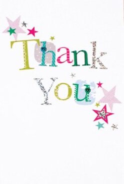 This thank you card brings to mind the lively gatherings and bright blooms of Southfields, where gratitude is often shared with a smile. The 'Thank You' message stretches boldly across the bright white card, each letter hand-rendered in festive colours-lime green, magenta, turquoise blue-some accented by glistening silver, others decorated with charming dots or delicate threads akin to those found in Southfields' artisanal shops. Cheerful stars, scattered in magenta, teal, and gold, add a touch of merry confetti-the kind of celebratory detail you might see at a friend's garden party on Wimbledon Park Road. The tactile finish glimmers subtly, much like sunlight filtering through fresh petals, resonating with the crafted care that Flower Delivery Southfields puts into every bouquet. The clean background allows the vivid gratitude to take centre stage-an invitation for genuine thanks and shared happiness. I can picture this card arriving with a radiant bunch of flowers, a thoughtful surprise brought to a Southfields doorstep, each element reflecting artisan skill, attention to detail, and the heartfelt nature of neighbourhood connections. It's a perfect combination of fun and sincerity, an echo of Southfields' unique community spirit.